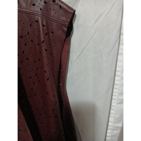 Cj Banks  Burgundy Perforated Open Drape Cardigan Vest Women's Sz 3xl - Picture 4 of 7
